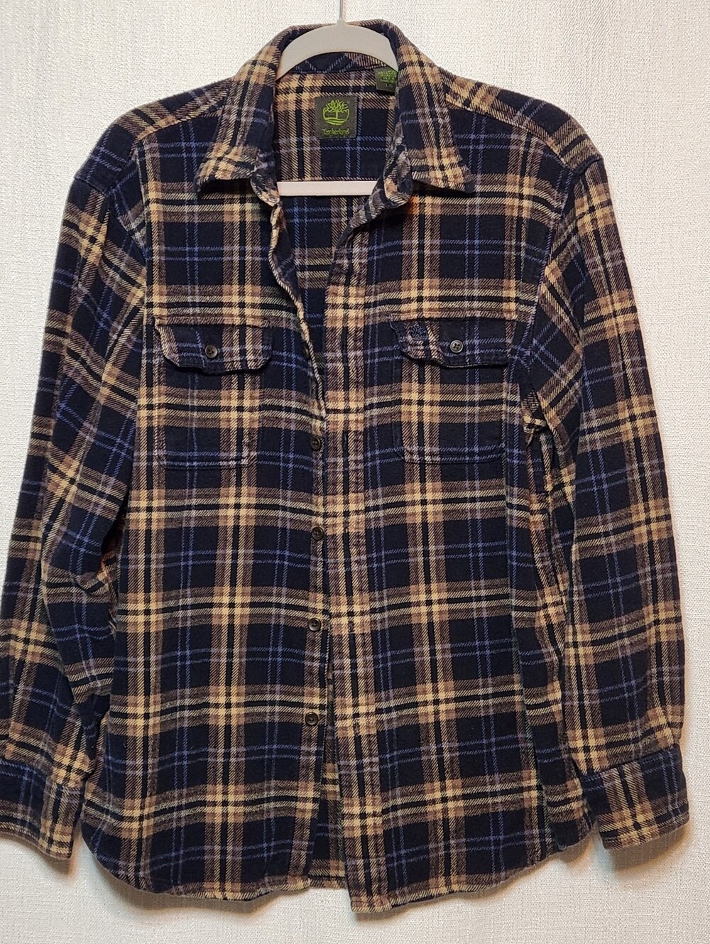 Timberland 100% Cotton Flannel Blue Brown Cottagecore Barn